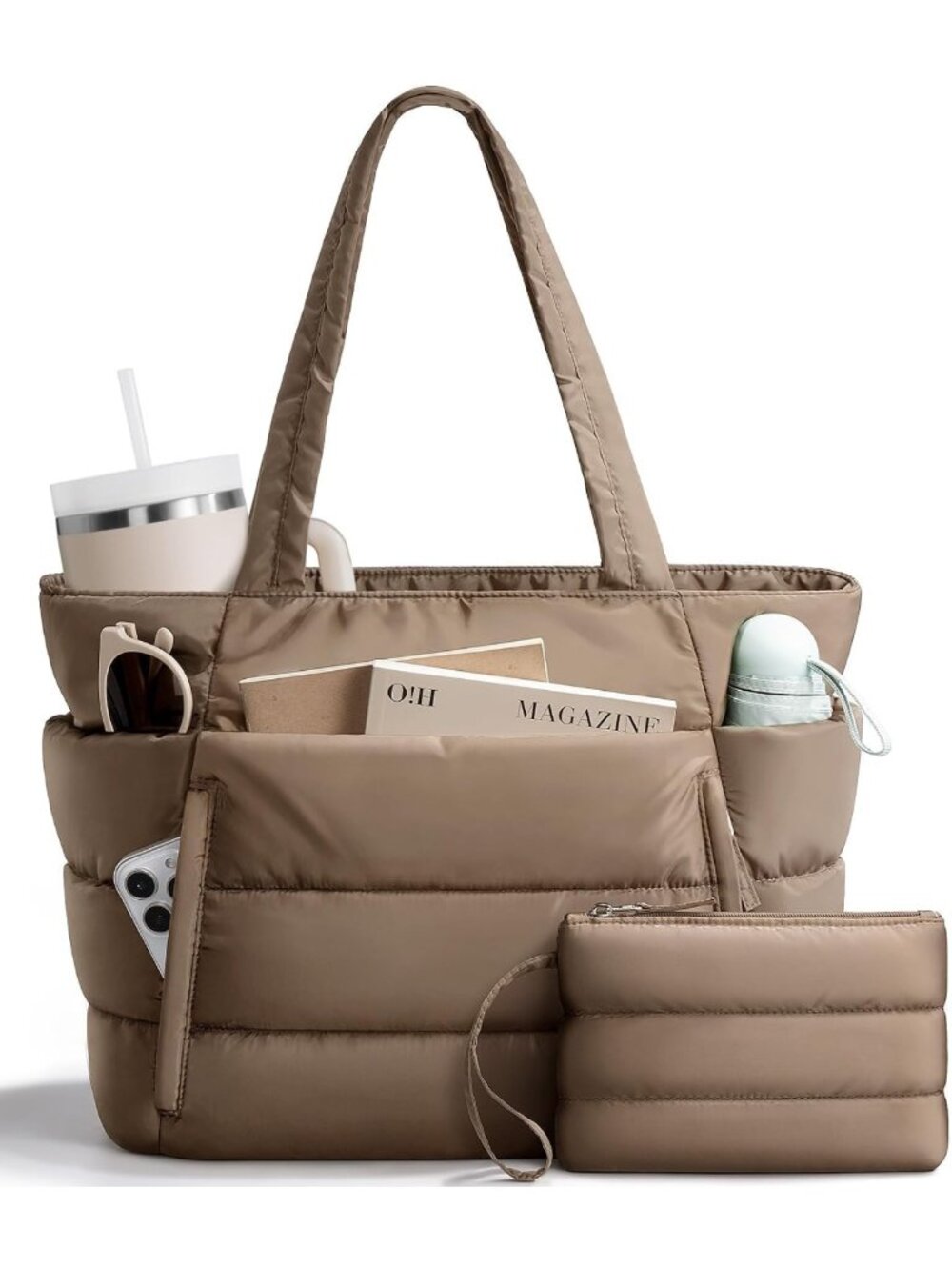 Lightweight Puffer Tote Bag for Women | Stylish Travel & Gym Work Bag